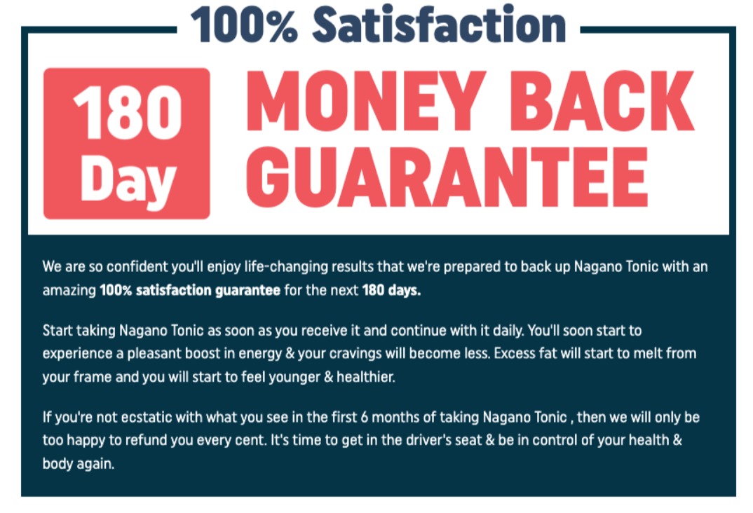 MONEY BACK GUARANTEE Nagano Tonic Weight Loss Supplement